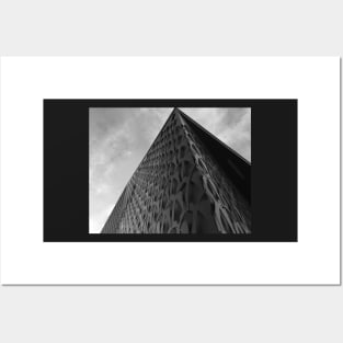 Towering black and white building Posters and Art